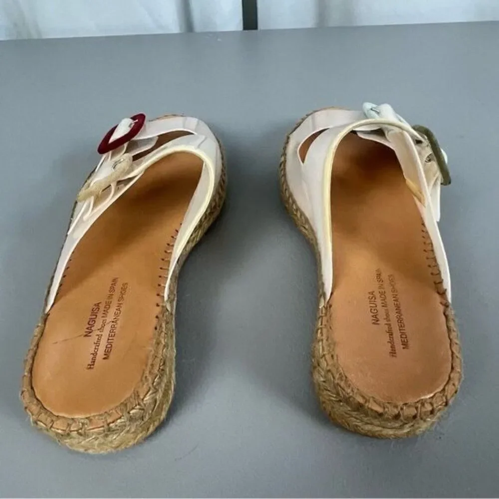 NAGUISA WOMENS TWO STRAP SANDALS WHITE SIZE 37 OR 6